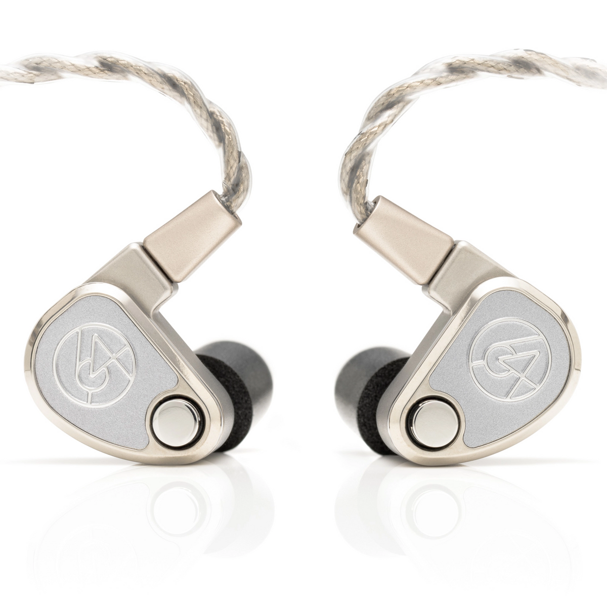 64 Audio TWELVE Ti IEMs with cable attached front center whitebox