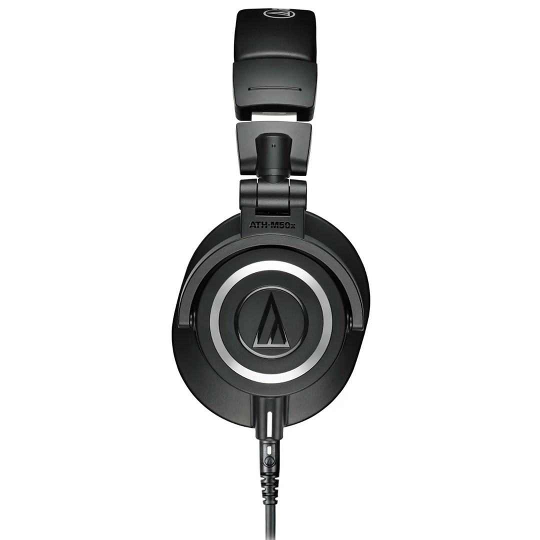 Audio-Technica ATH-M50x headphones left ear cup facing profile whitebox
