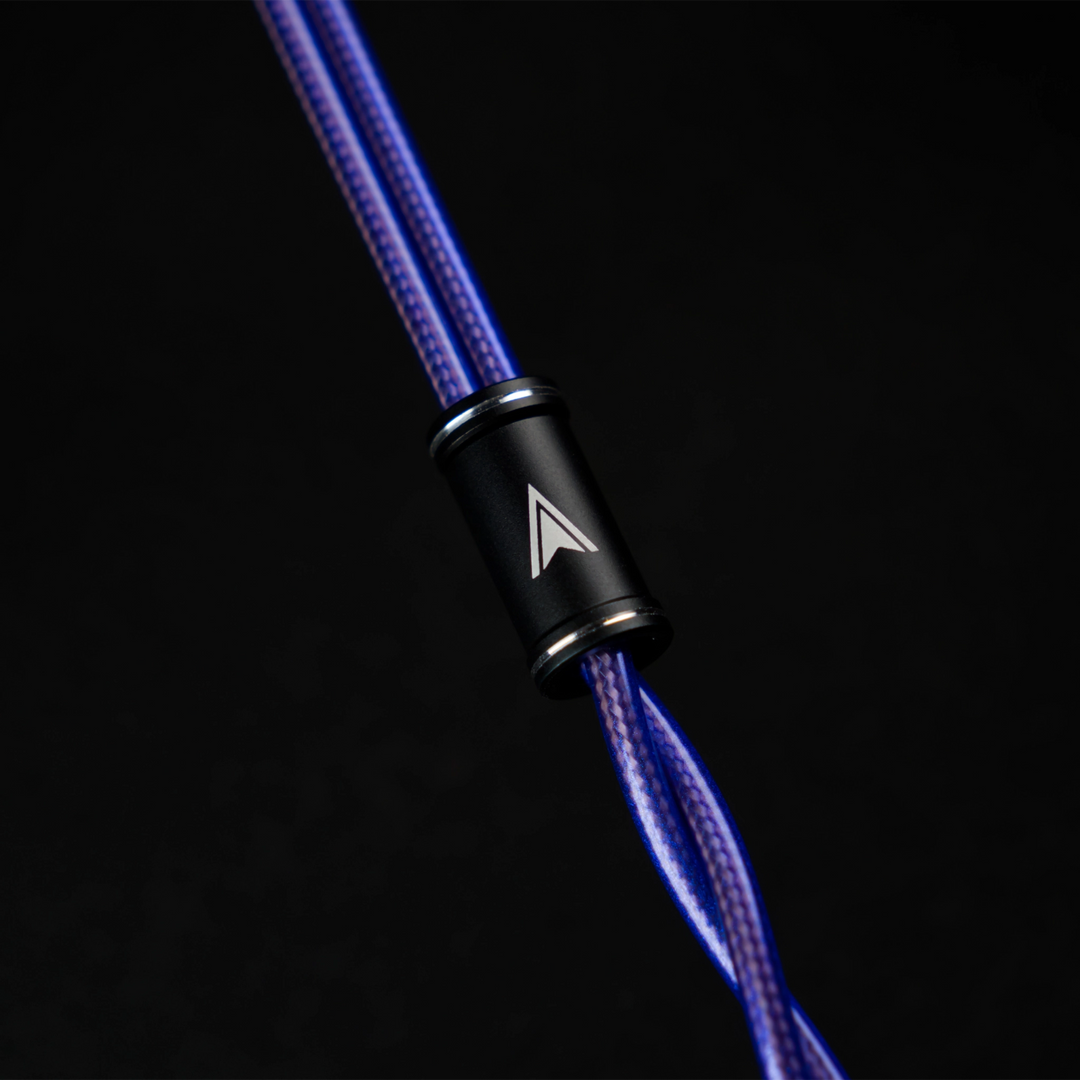 Astral Acoustics Sapphire OFC IEM cable closeup of metallic y-split