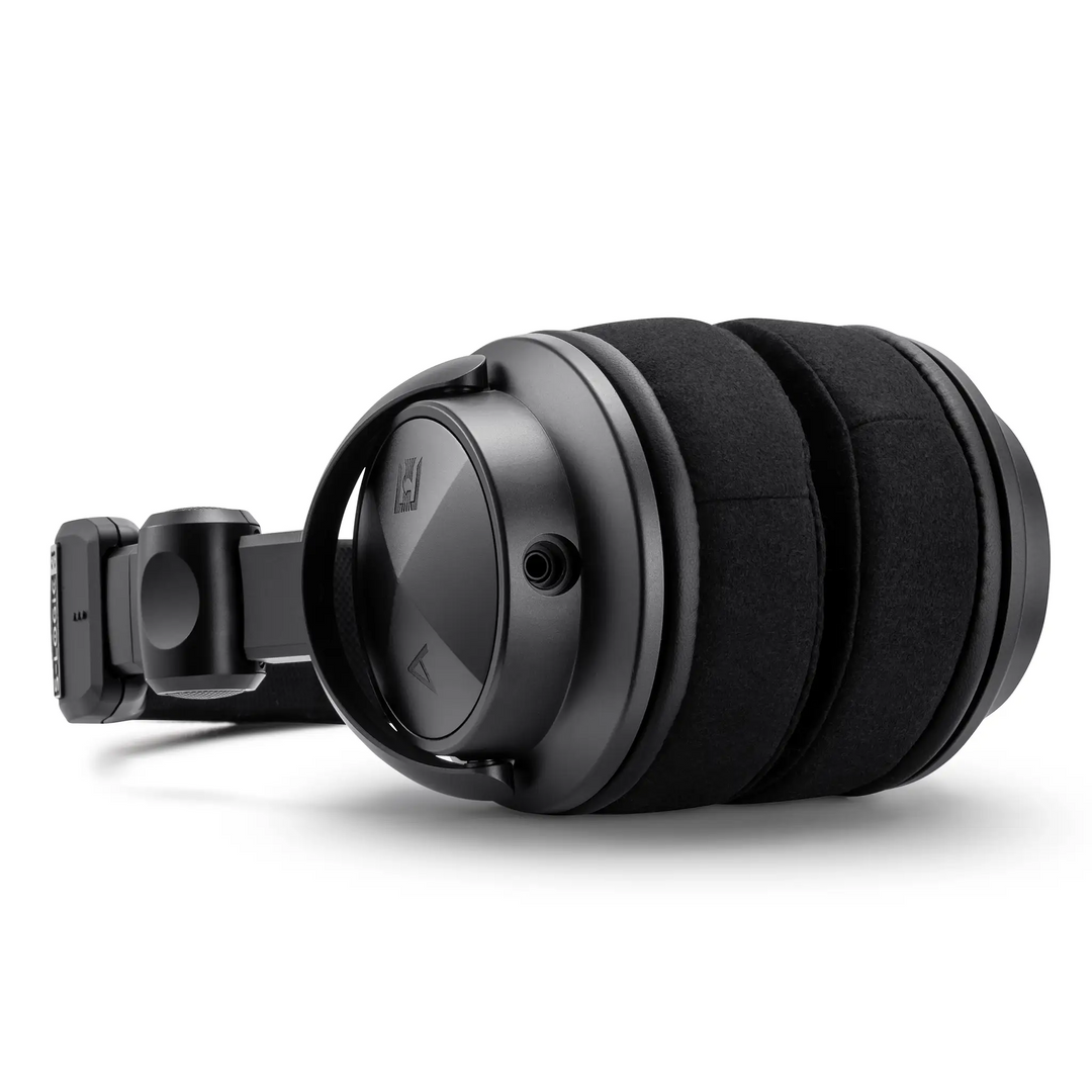 Astell&amp;Kern x Ultrasone Virtuoso headphone lying bottom right ear cup closeup whitebox