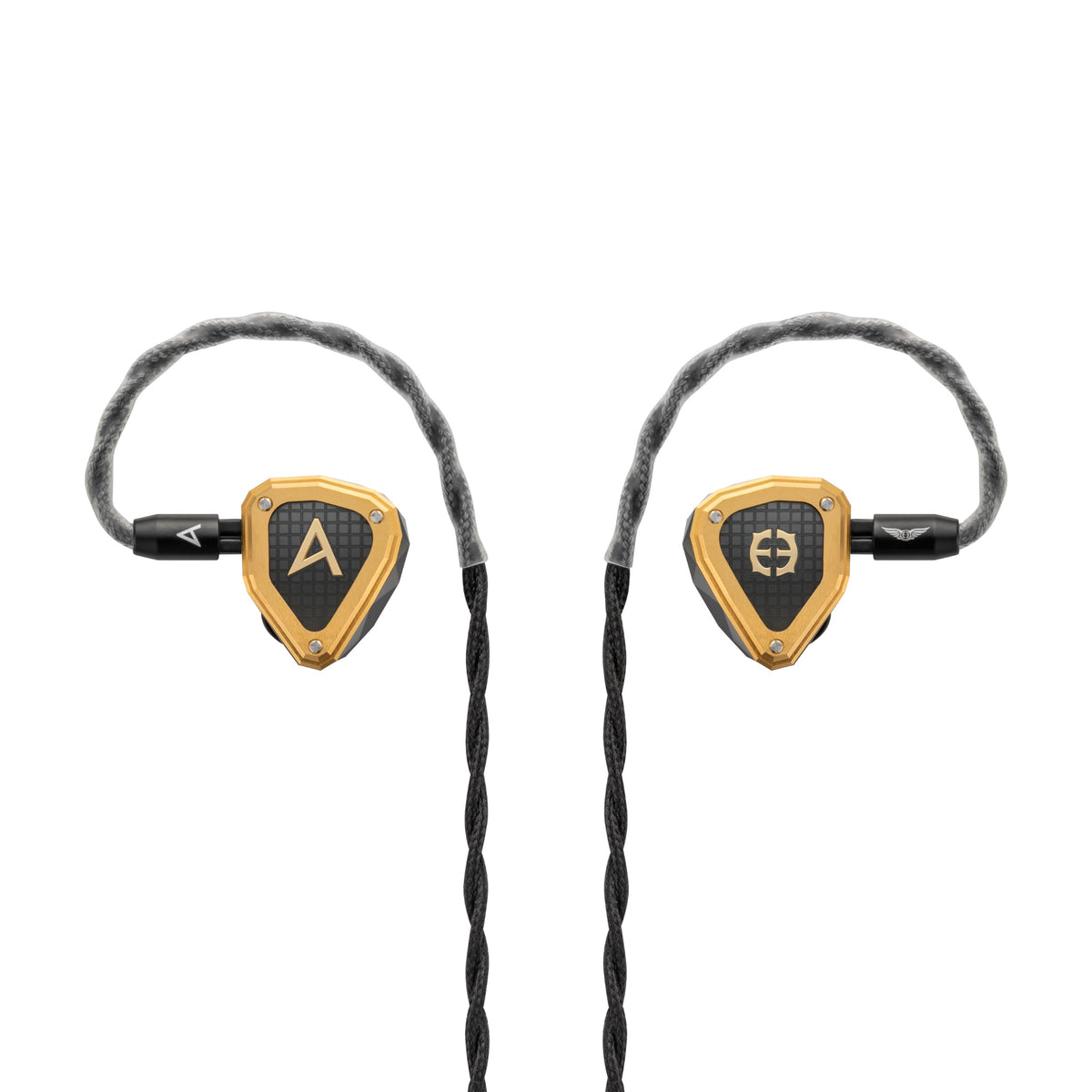 Astell&Kern x Empire Ears Novus front eye level with attached stock cable over white background