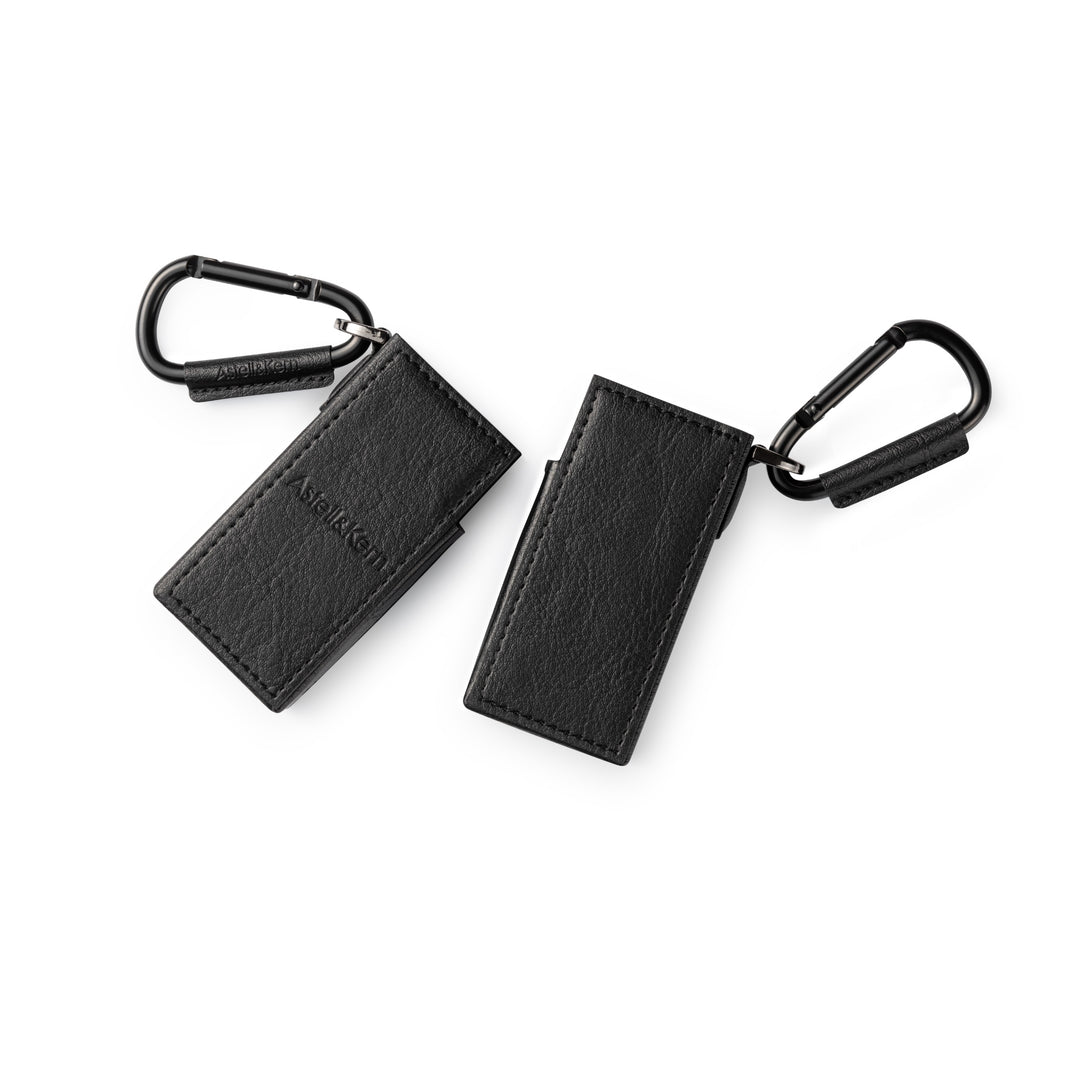 Astell&amp;Kern HB1 case x2 front and rear rotated over white background