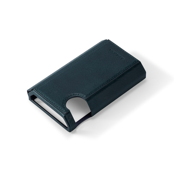Astell&amp;Kern KANN Ultra blue case 3 quarter top rear over white background
