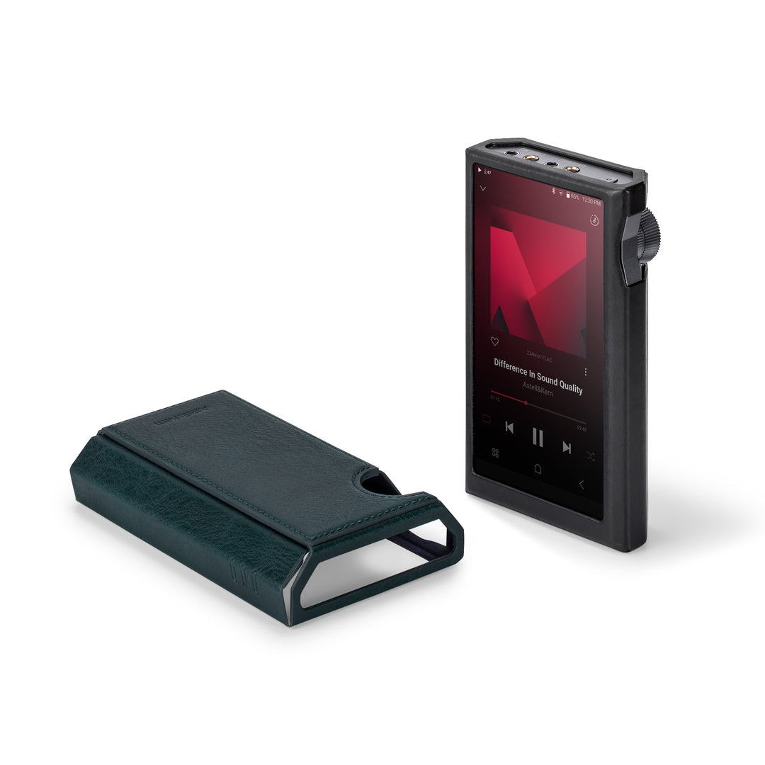 Astell&amp;Kern KANN Ultra inserted into black case with empty green case