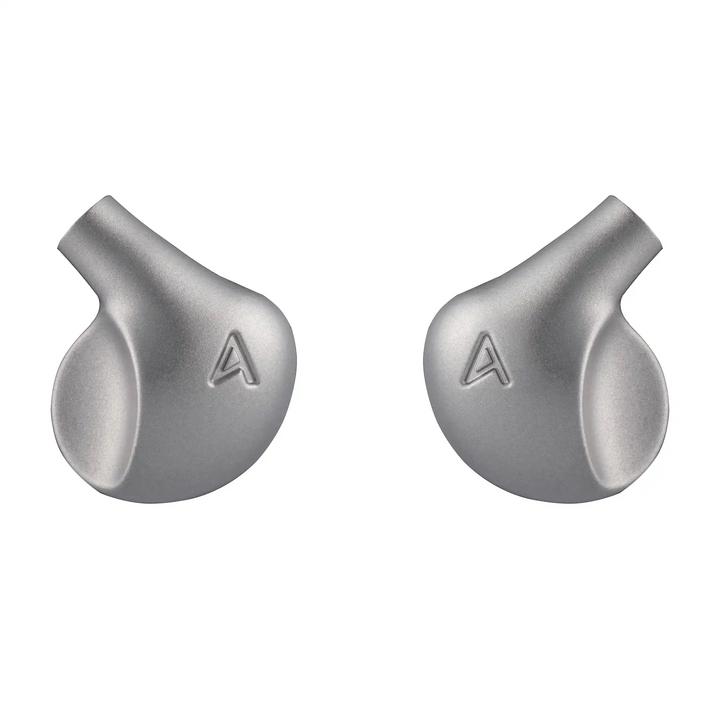 Astell&amp;Kern LUNA IEMs front vie extreme closeup of logo whitebox