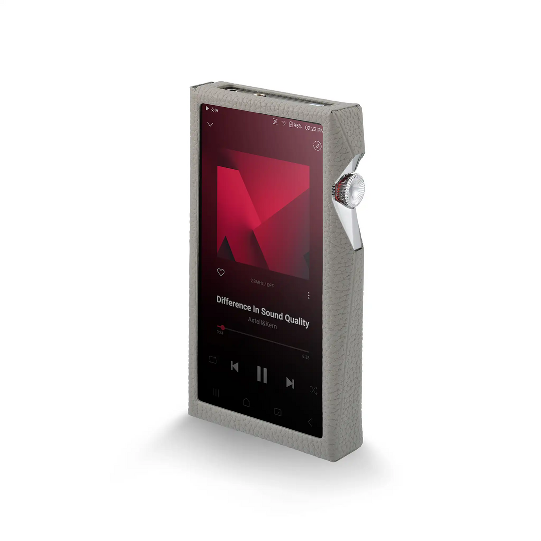 Astell&amp;Kern SP4000 DAP silver front right 3 quarter angle in case whitebox