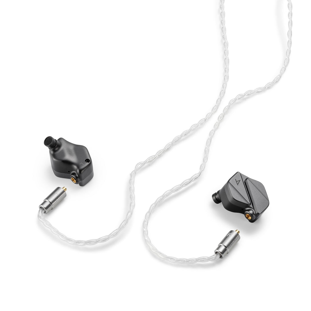 Astell&amp;Kern AK ZERO2 front and rear with detached cable over white background