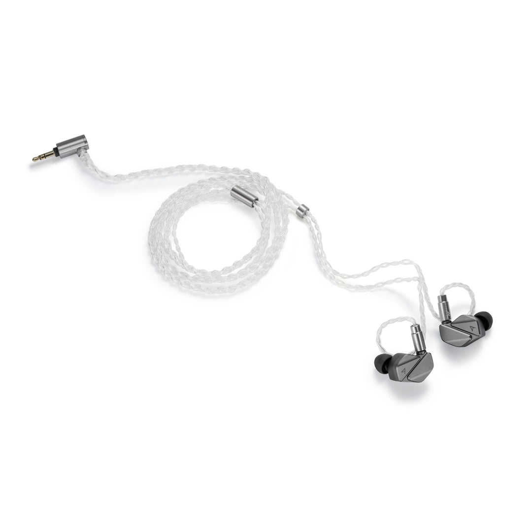 Astell&amp;Kern AK ZERO2 with attached coiled cable over white background
