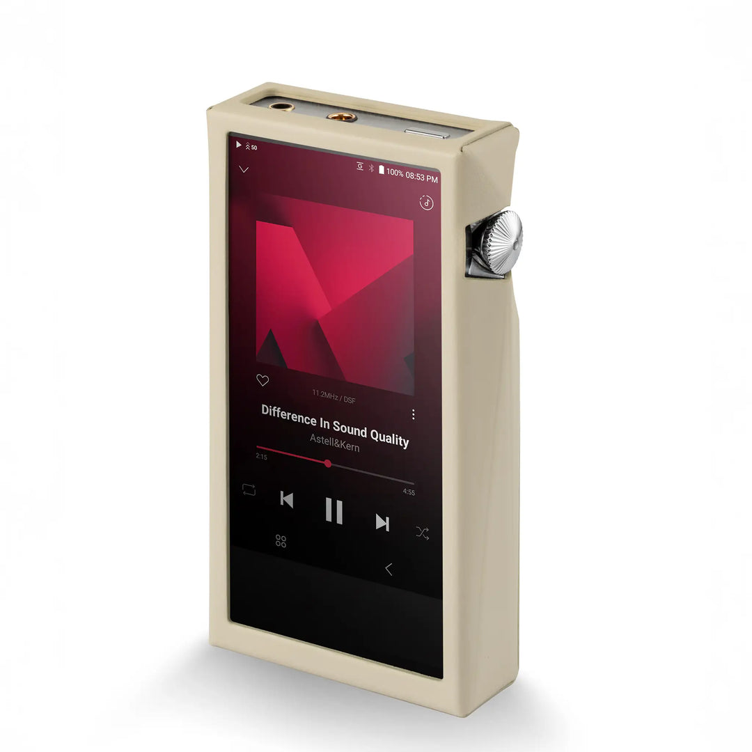 Astell&amp;Kern SP3000M Copper Nickel front right quarter in leather case whitebox
