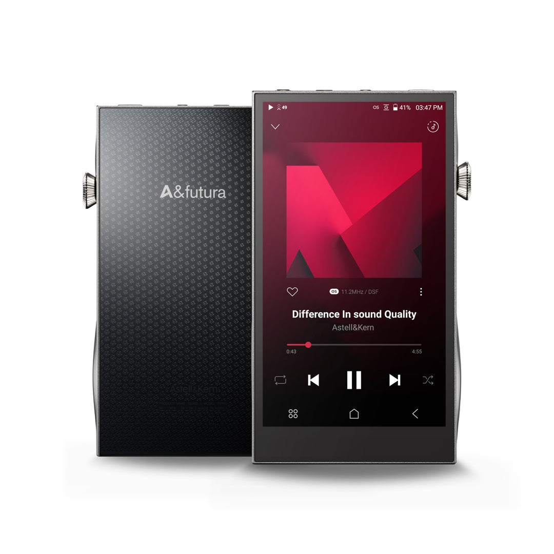 Astell&amp;Kern SE300 silver (x2) front and back over white background