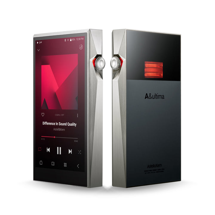 x2 Astell&amp;Kern SP3000T units eye level quarter over white background