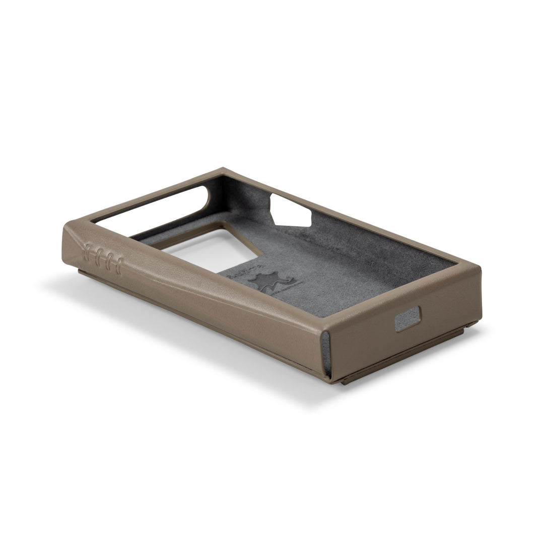 Astell&amp;Kern SP3000T taupe case bottom quarter over white background