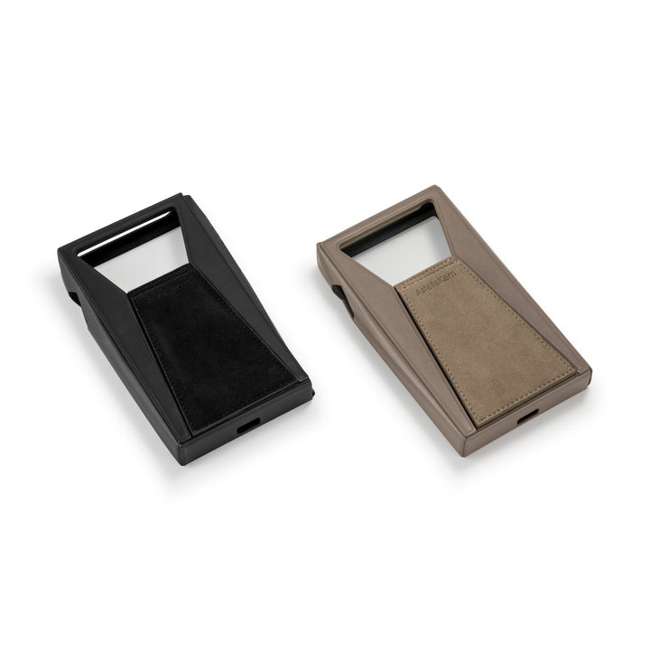black and taupe A&amp;K SP3000T cases side by side rotated over white background