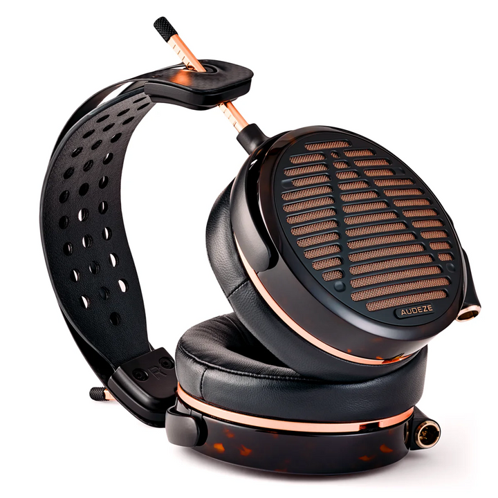Audeze LCD-5s headphone lying on side whitebox