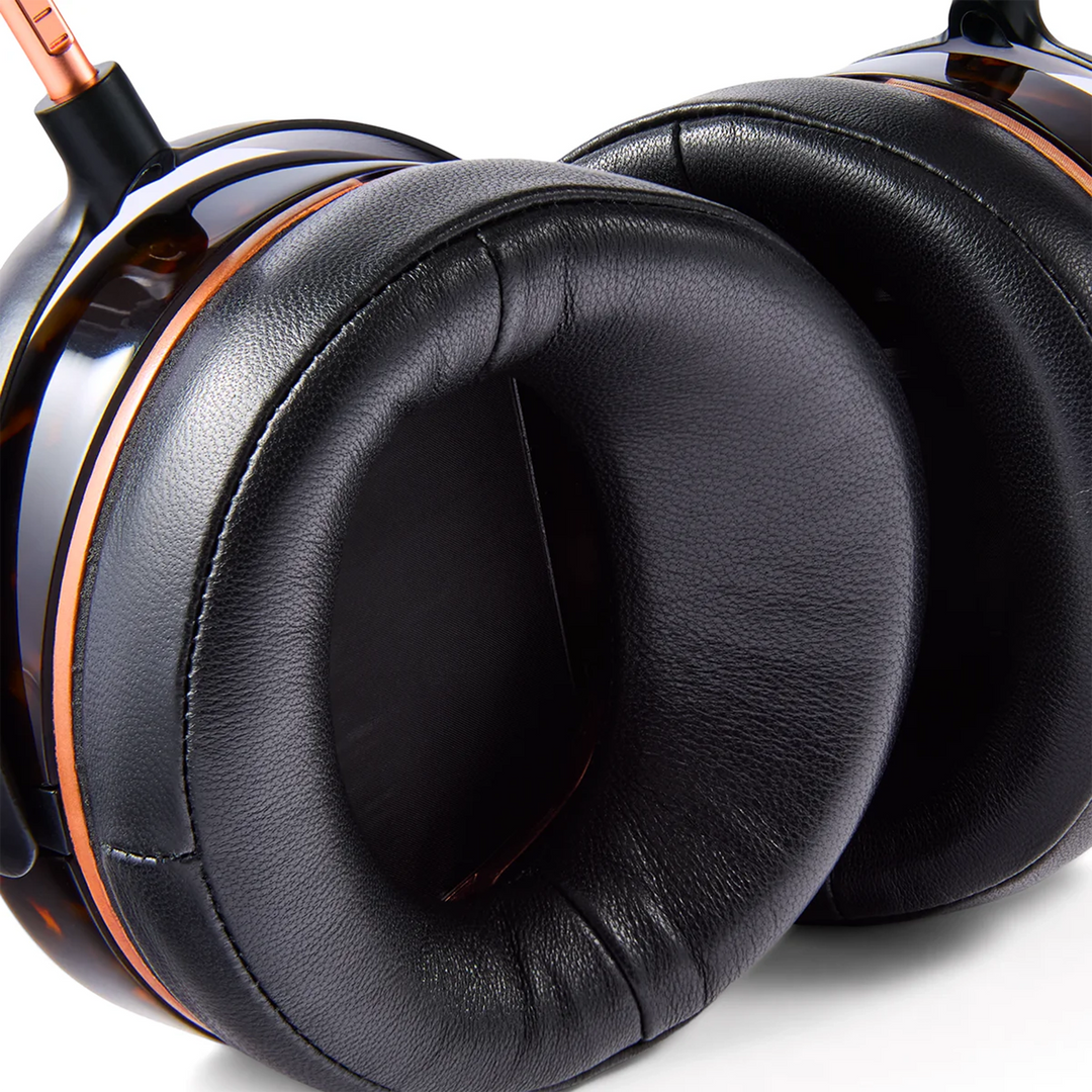 Audeze LCD-5s headphone closeup of ear pads whitebox