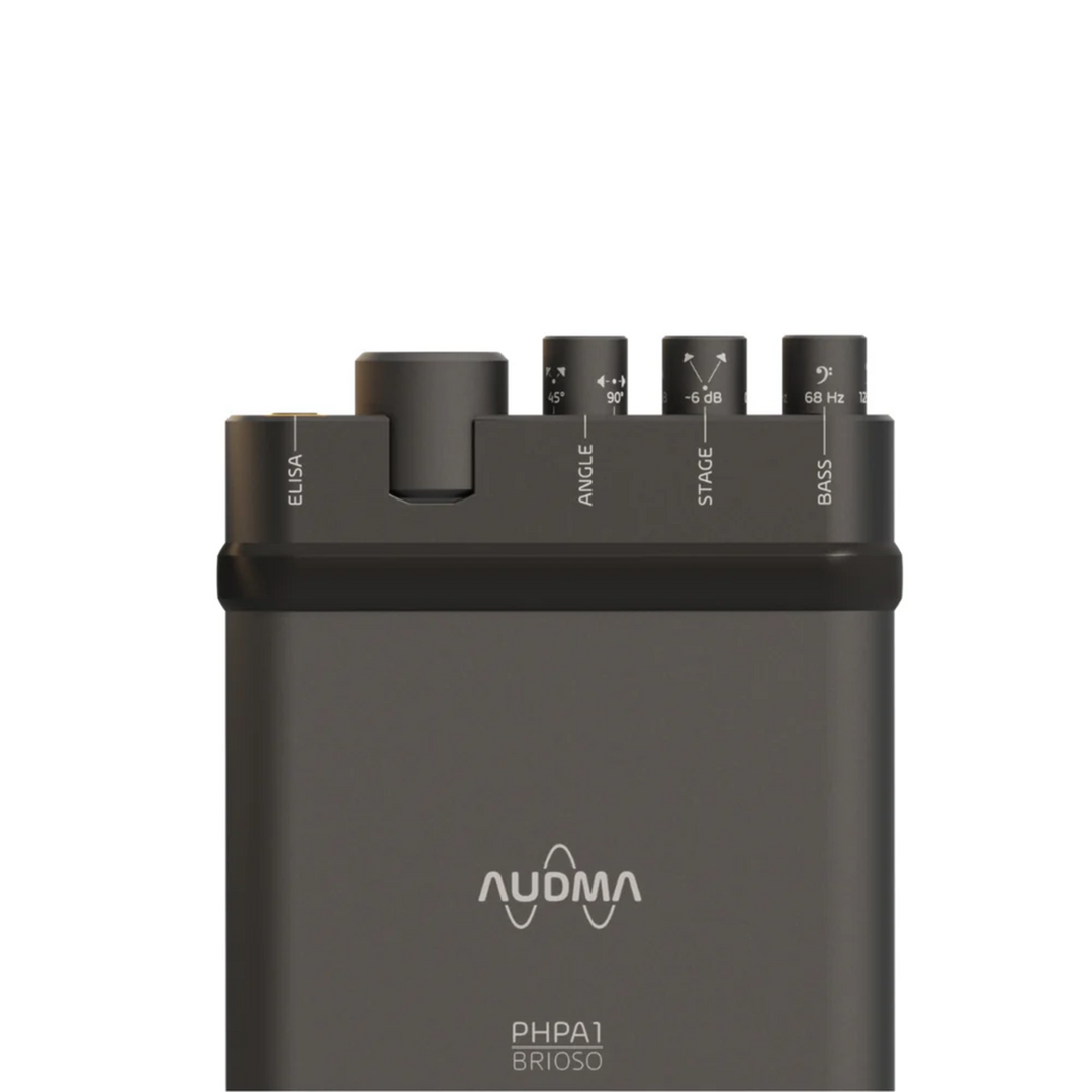 Audma Brioso portable amplifier front top half center whitebox