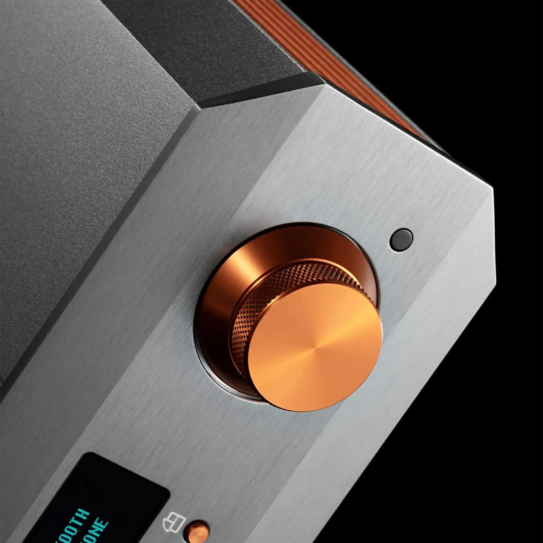 Burson Conductor Voyager rotated left closeup of volume knob 