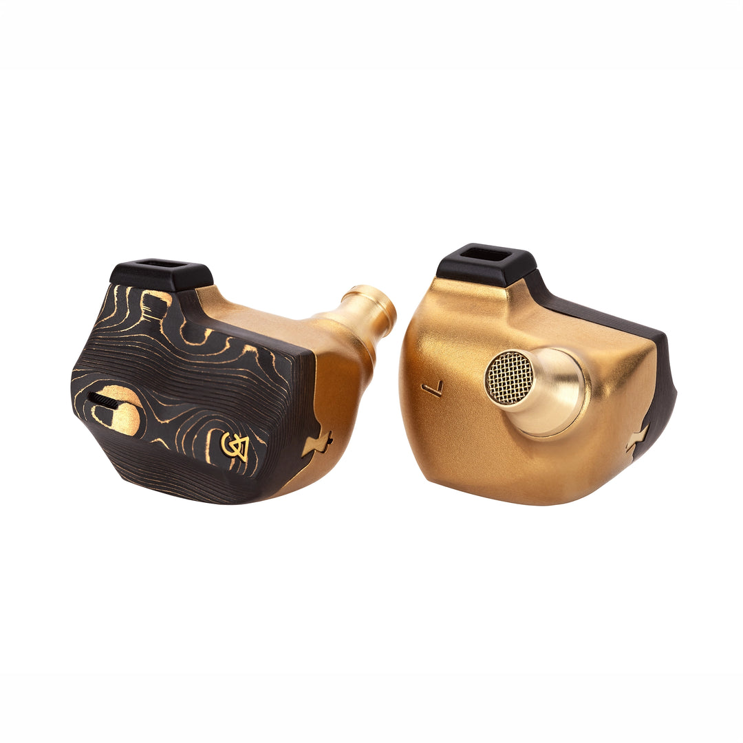 Campfire Audio Chimera gold front and back whitebox
