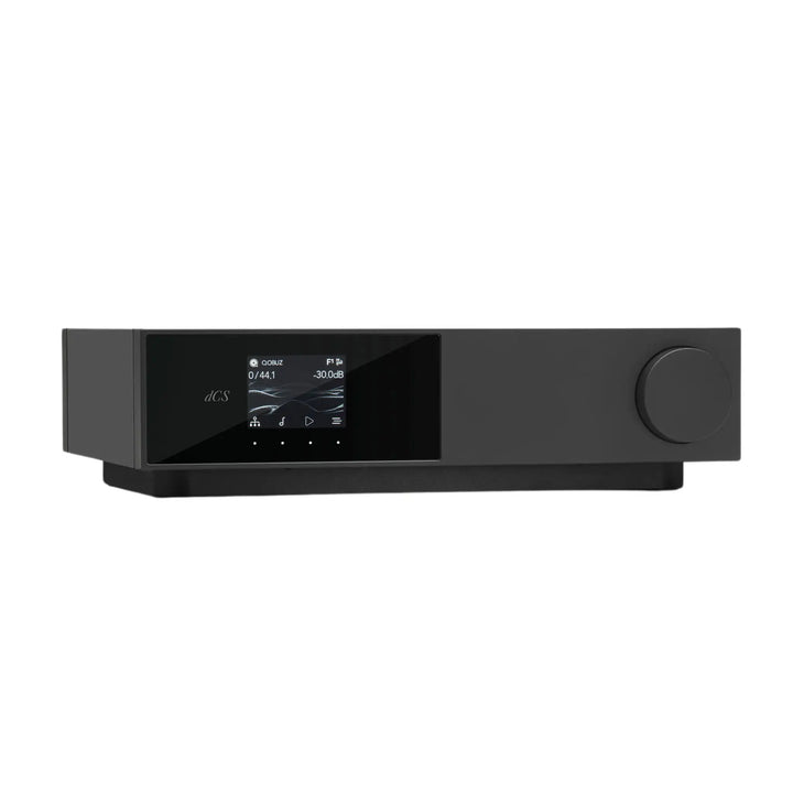 dCS Lina DAC X in black front left 3 quarter angle whitebox