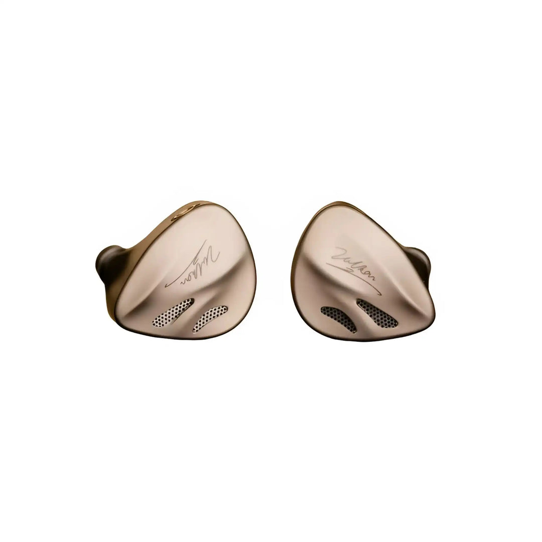 DUNU Vulkan 2 IEMs sitting front center whitebox