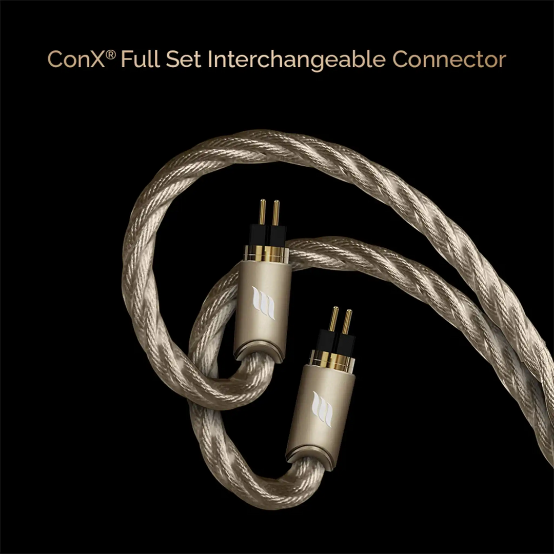 Effect Audio Centurion II cable conX connectors closeup on black background