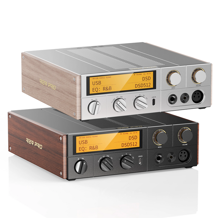 FiiO K17 R2R silver and black front left 3 quarter whitebox