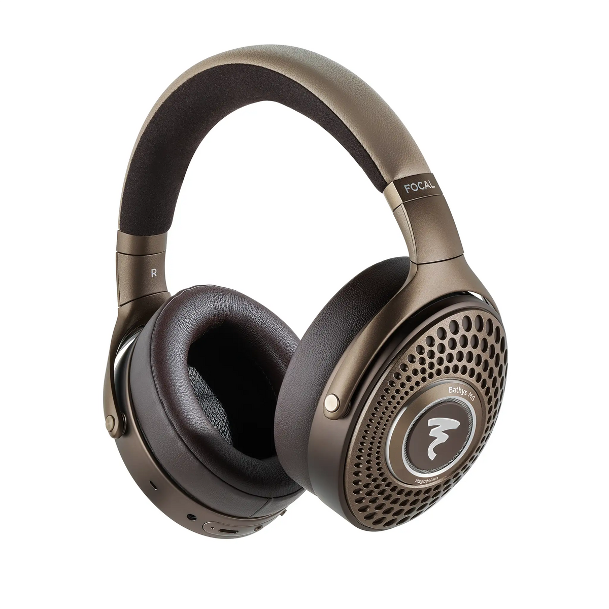 Focal Bathys MG headphones front left ear cup 3 quarter angle whitebox