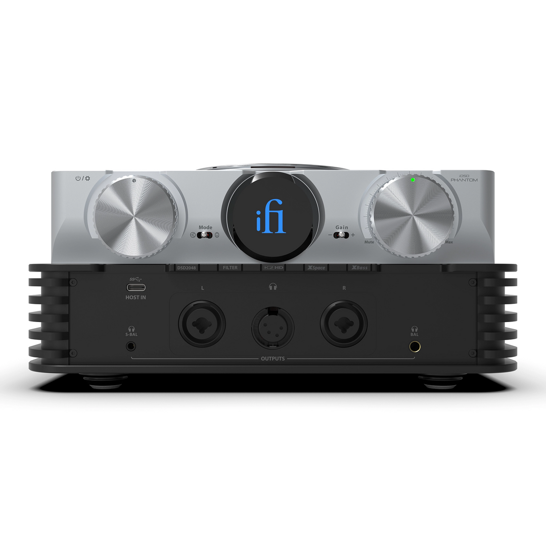 iFi Audio iDSD Phantom DAC/amp sitting front center whitebox