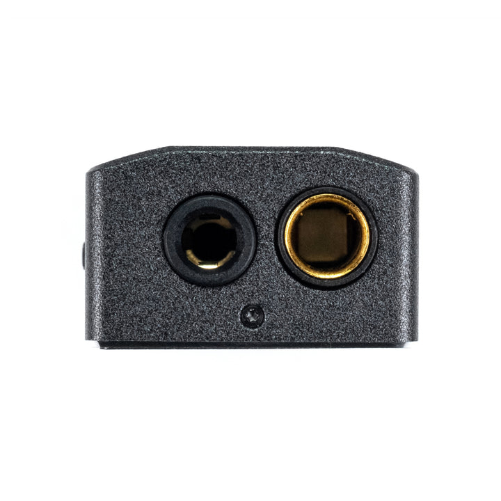 iFi GO bar closeup headphone outputs over white background