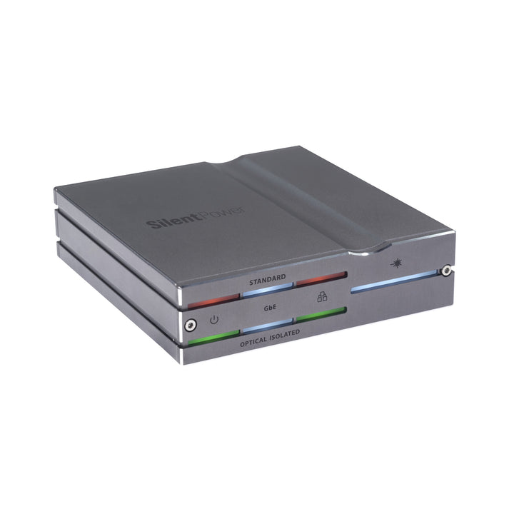 iFi LAN iPurifier Pro front quarter over white background