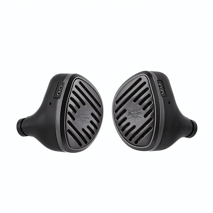Kiwi Ears Septet IEMs floating front facing inward whitebox