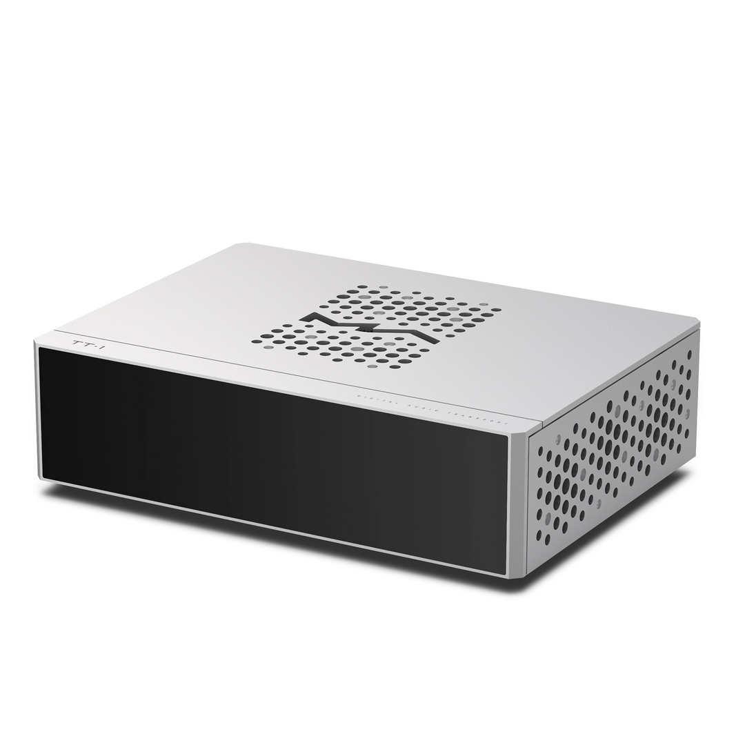 Matrix Audio TT-1 digital audio transport front right 3 quarter whitebox