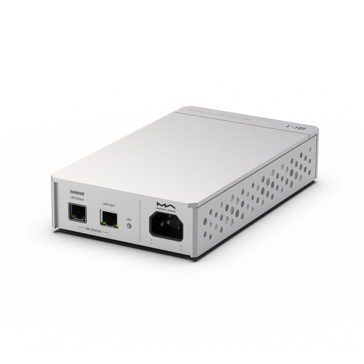 Matrix Audio SI-1 network isolator rear right 3 quarter whitebox