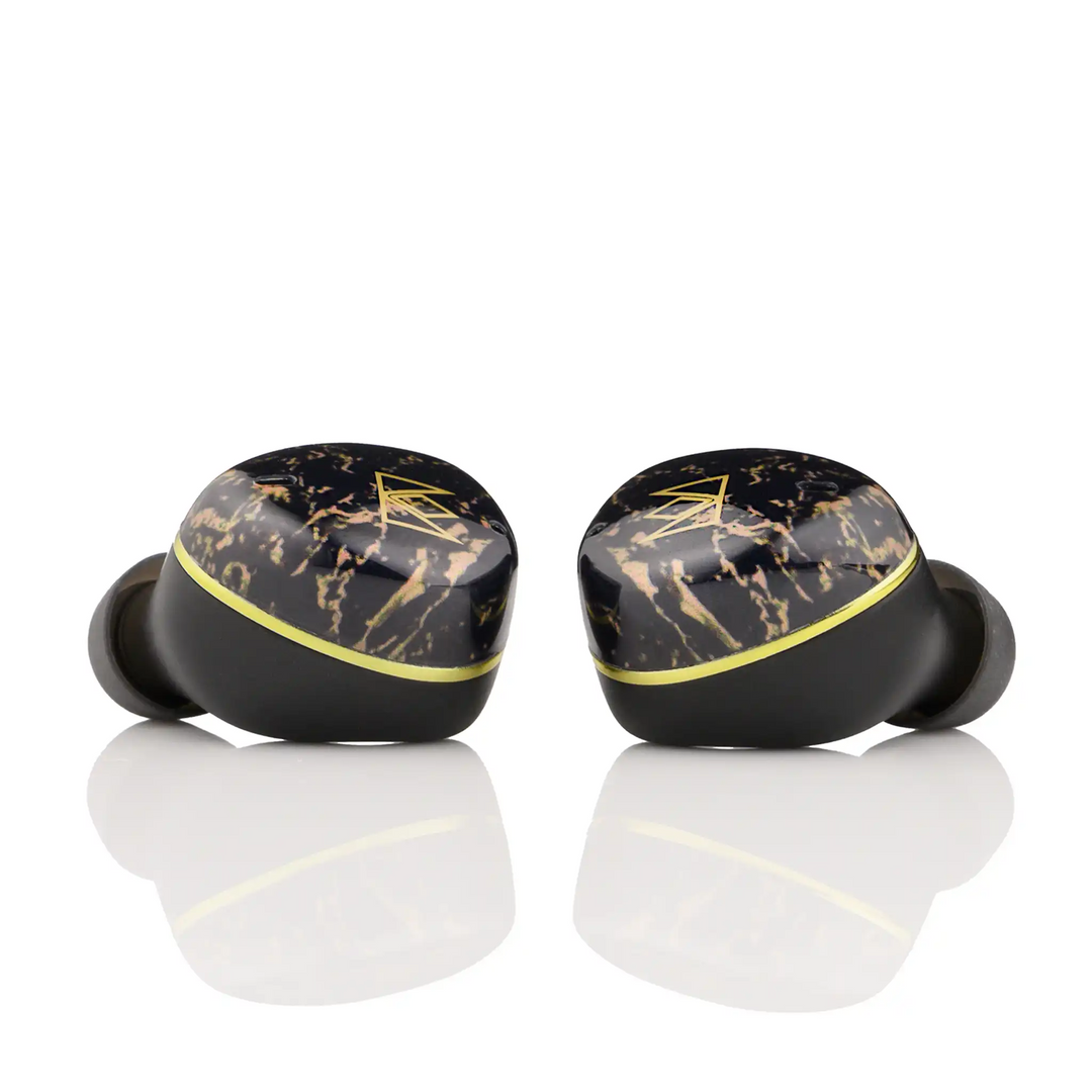 Noble Audio FoKus Rex5 tws earphones in black sitting center whitebox
