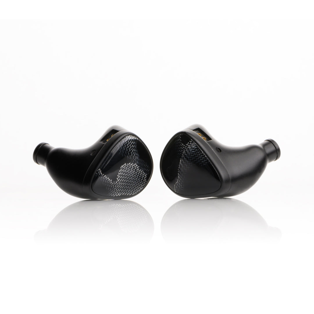 Noble Audio Onyx closeup front quarter over white background