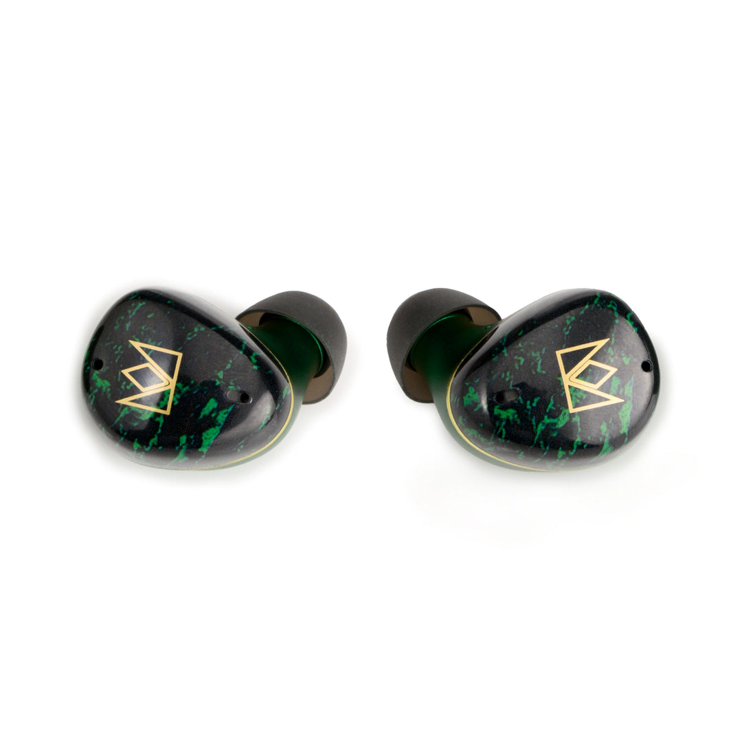 Noble FoKus Rex5 earphones front closeup eye level whitebox