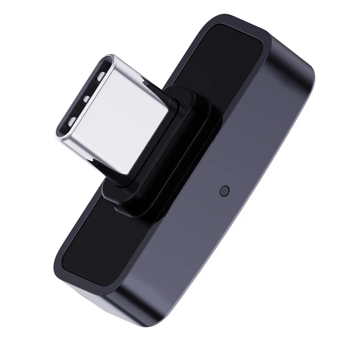 Questyle QCC Dongle Pro front closeup floating at diagonal angle whitebox