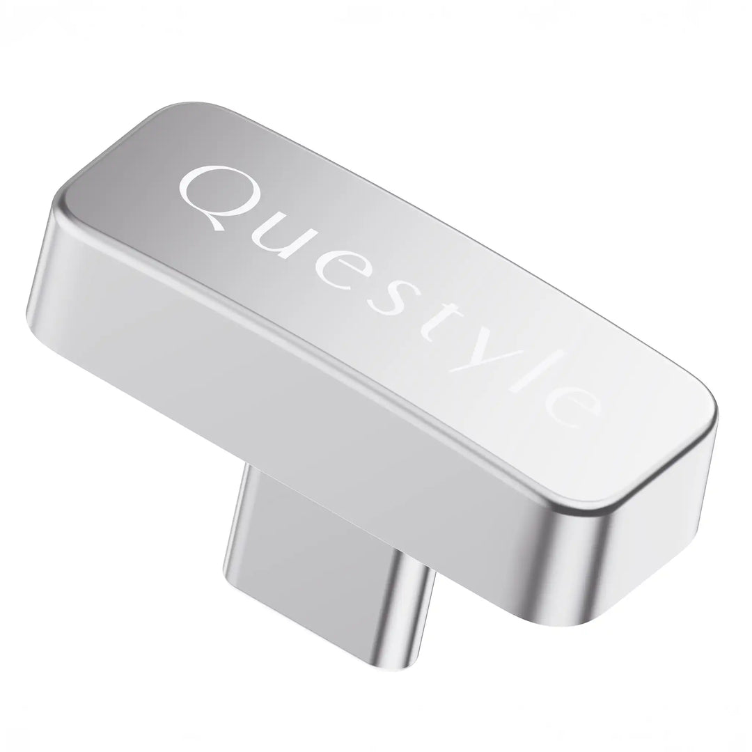 Questyle QCC Dongle upside down Questyle logo closeup whitebox