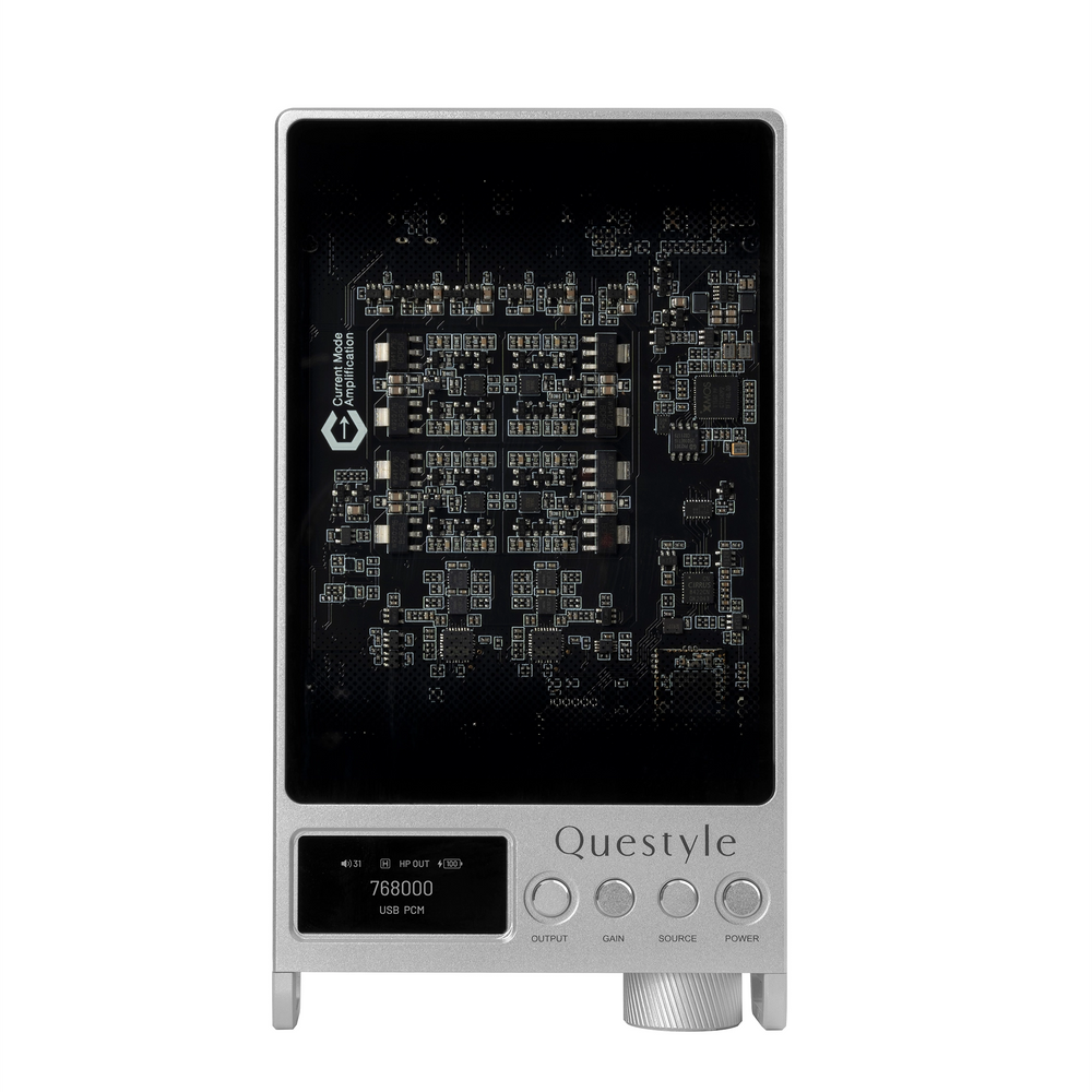Questyle Sigma Pro DAC/amp in silver front center whitebox
