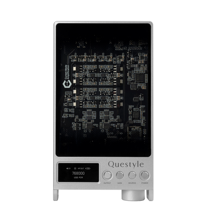 Questyle Sigma Pro DAC/amp in silver front center whitebox