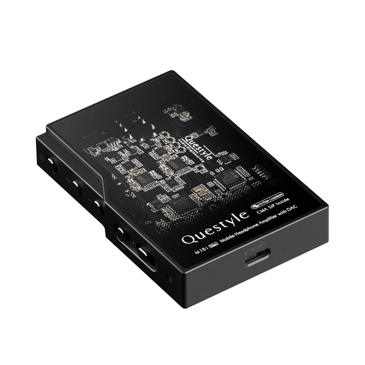 Questyle M18i MAX lying face up rotated left whitebox