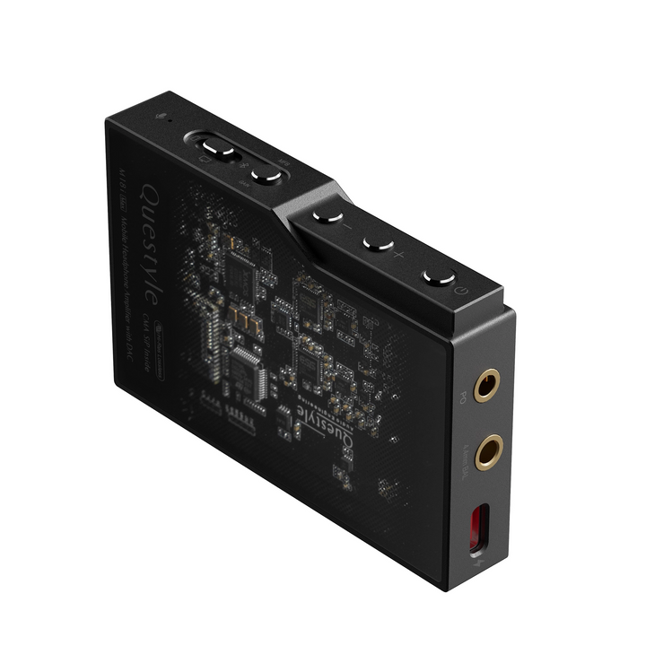 Questyle M18i MAX sitting on its side whitebox