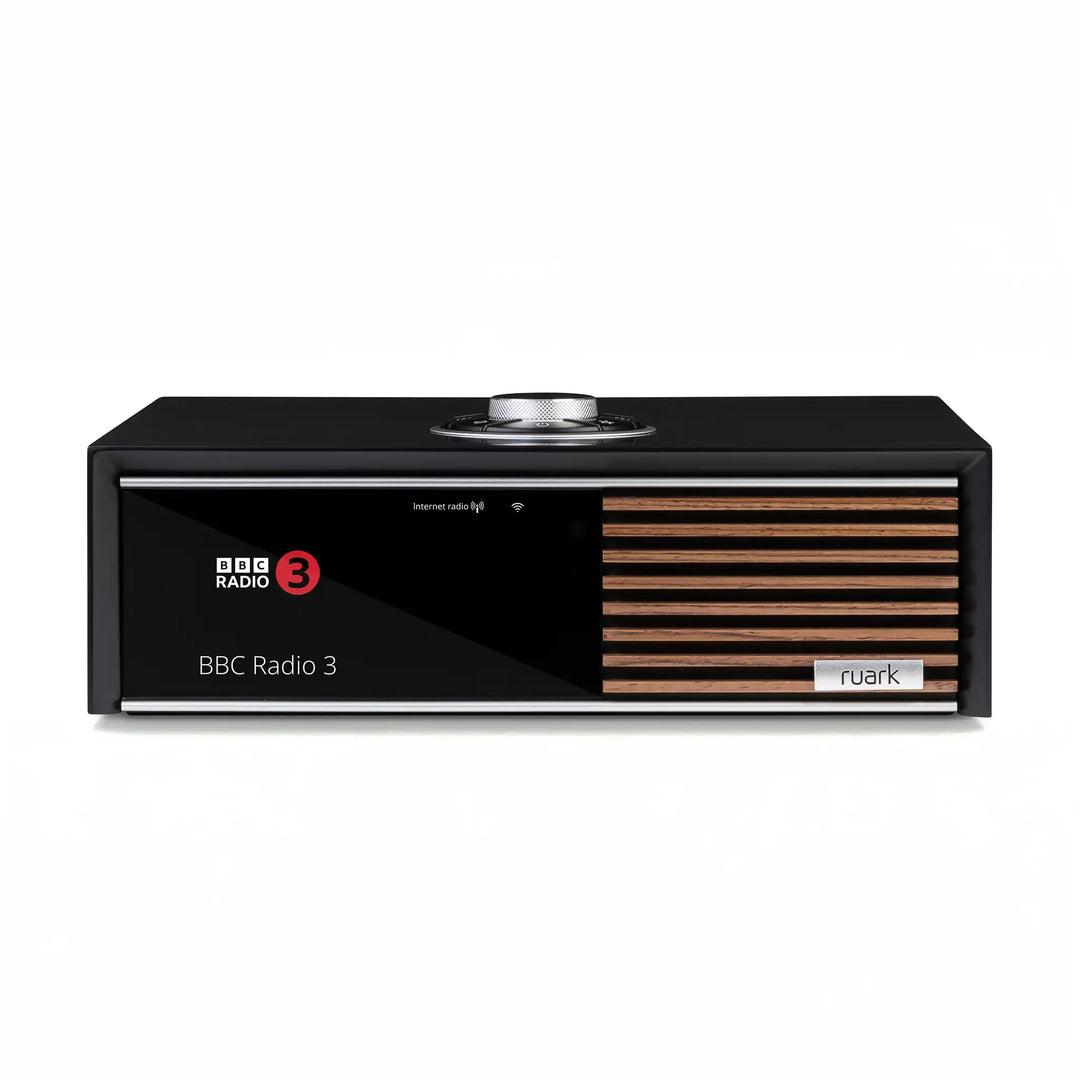 Ruark Audio R610 console in charcoal walnut front center whitebox