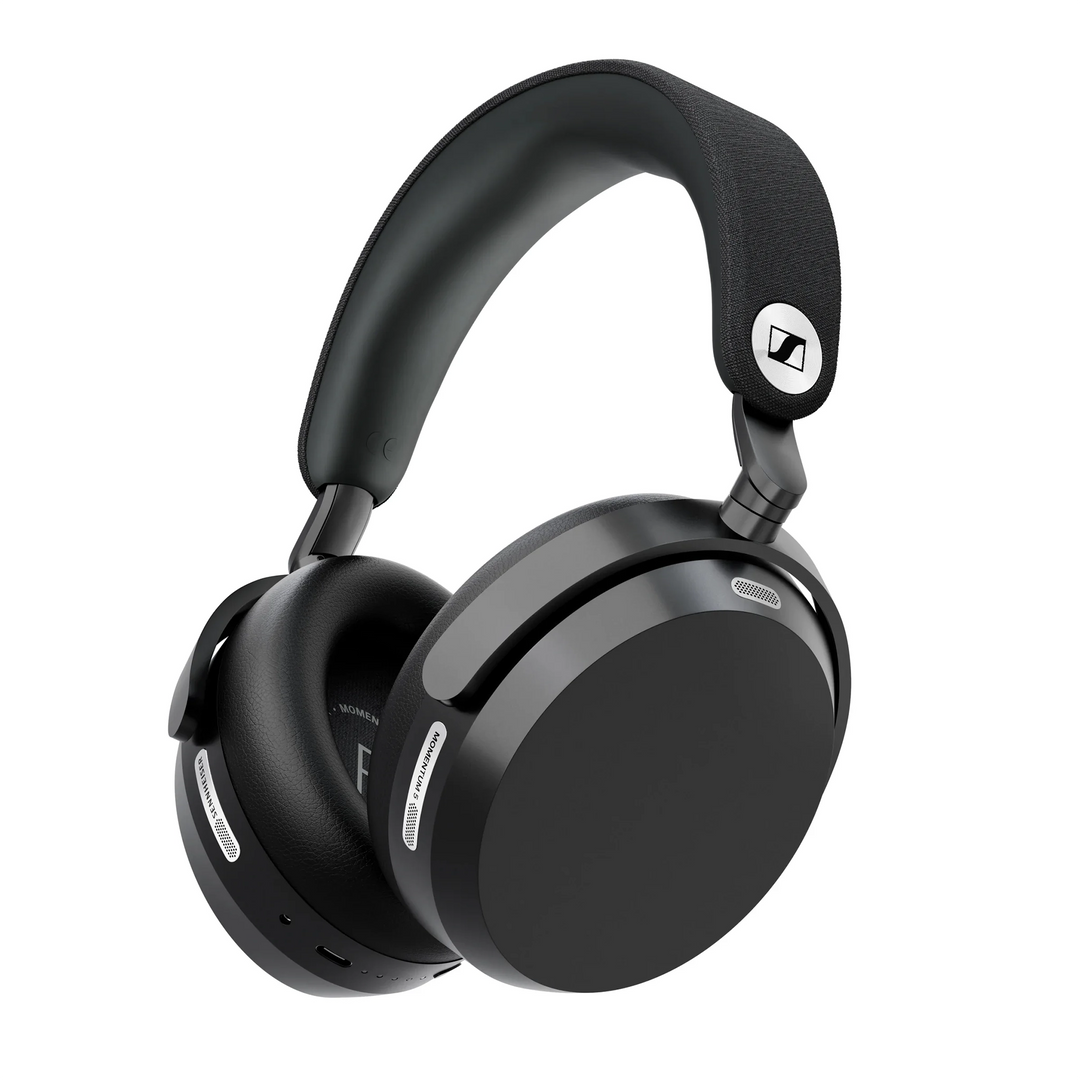 Sennheiser Momentum 5 black front right 3 quarter whitebox