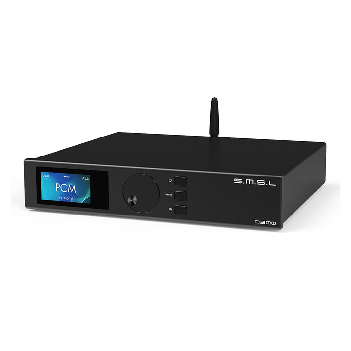 SMSL D300 black front quarter over white background