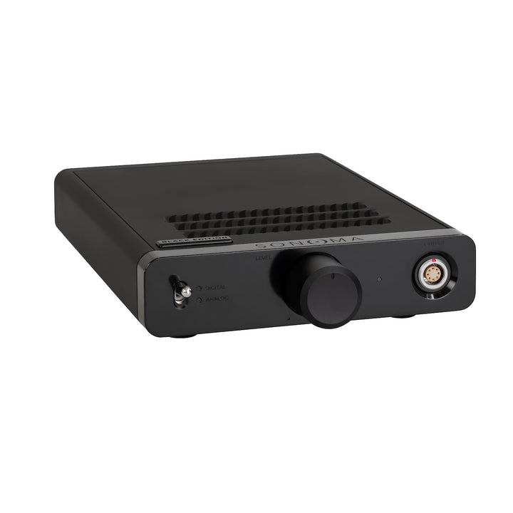 Warwick Acoustics Bravura black amp front left quarter over white background