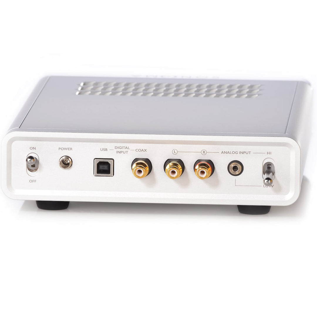 Warwick Acoustics Bravura silver amp rear quarter over white background