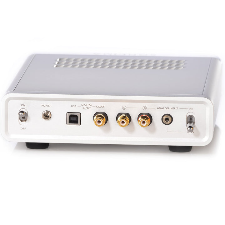 Warwick Acoustics Bravura silver amp rear quarter over white background