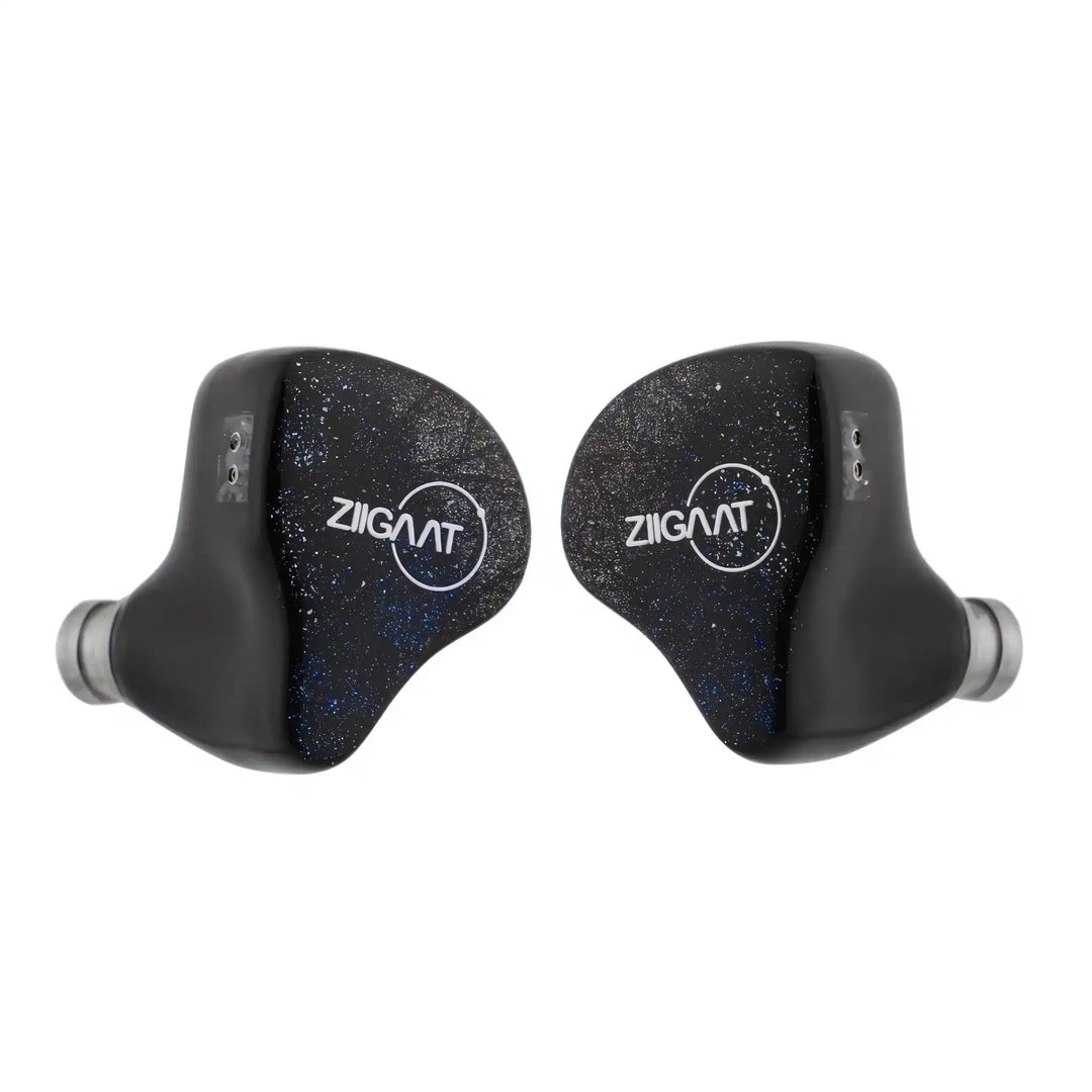 ZiiGaat Lush IEMs in blue front facing inward whitebox