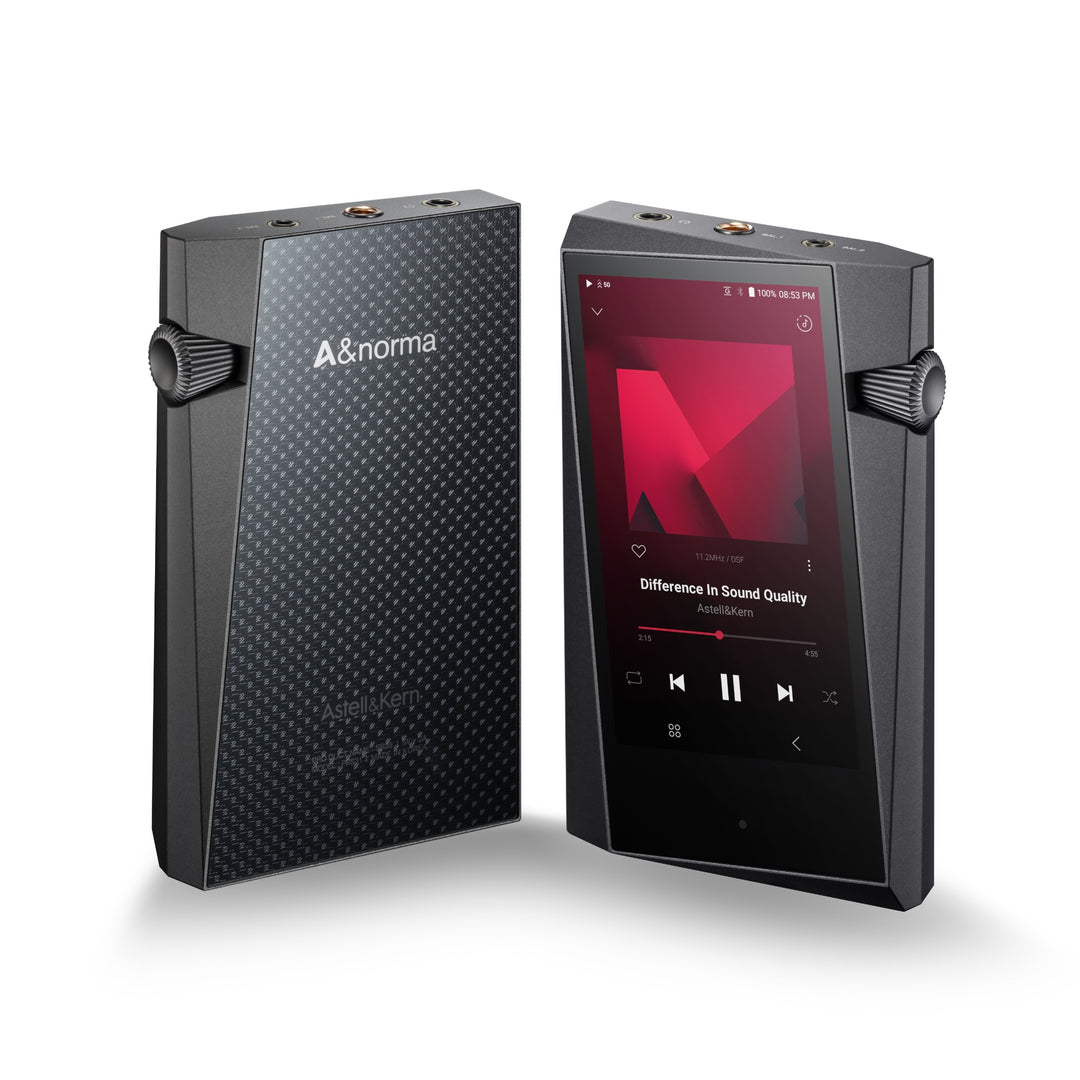 Astell&amp;Kern SR35 player 3 quarter front and back over white background